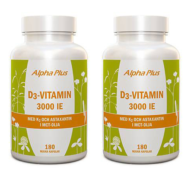 Alpha Plus D-3 vitamin 3000IE + K2 + astaxantin 180 kapslar