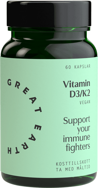 Greath Earth Vitamin D3/K2 60 kapslar - Jakobs Apotek