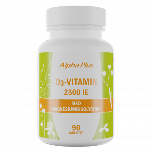 Alpha Plus D3-vitamin 2500IE med magnesiumbisglycinat 90 tabletter